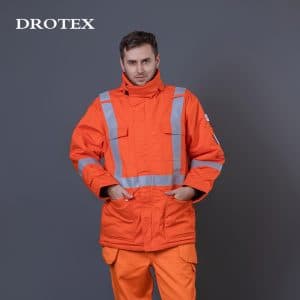 Naranja retardante de fuego reflectante chaqueta de seguridad otoño invierno algodón workwear top